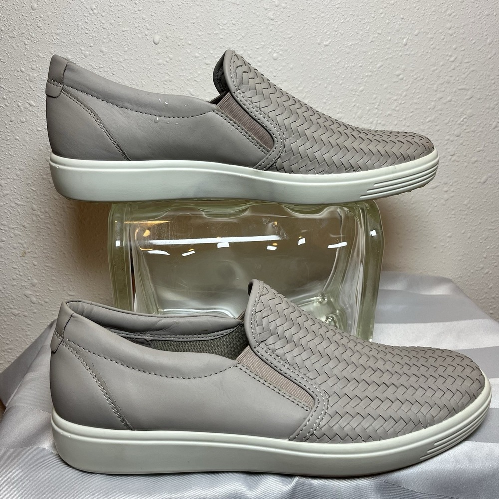 Ecco Women's Soft Woven Slip On 2.0 Brown Sneaker Danish Design Women's Sz 10.5